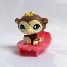 LITTLEST PETSHOP LPS #1122 HASBRO MONKEY BEBE SINGE GORILLE BRUN YEUX BLEU LUGE