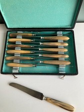 COFFRET 12 COUTEAUX A DESSERT MANCHE CORNE