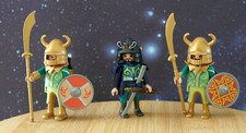 PLAYMOBIL - 3 PERSONNAGES SOLDATS SAMOURAI JAPON MEDIEVAL SABRES ARC NAGANITA
