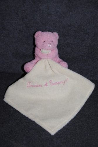 Doudou ours rose mouchoir - rose,