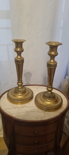 Paire bougeoirs empire bronze - paire,