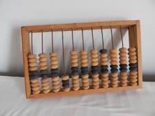 ANCIEN Grand Jouet BOULIER BOIS Calculatrice Russe des années 60-70