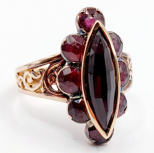 Bague marquise antique rose - marquise, or