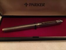 VINTAGE PARKER 75 FOUNTAIN PEN FLAT END STERLING SILVER CISELE 14kG NIB 63 Boxed