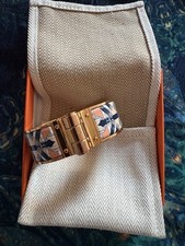 Bracelet Hermes clic Charnière Plaque Or émail avec imprimé Grand modèle