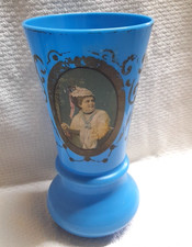 VASE XIX ème  EN OPALINE BLEUE