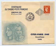 LETTRE CAD CENTENAIRE TIMBRE 1ER JUIN 1949 CITEX PARIS CERES 10F  GRAND PALAIS