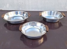 Lot 3 (2+1) Plats Inox Denmark Poignées Palissandre Design Scandinave