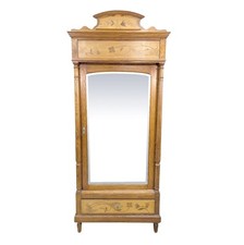 Armoire à glace 1900 Art nouveau en pich pin  et loupe d'érable