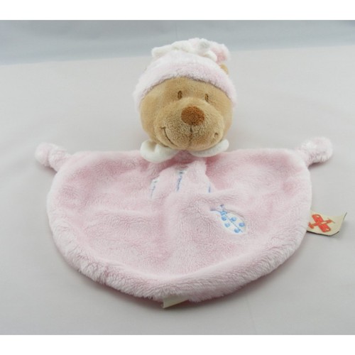 Doudou plat ours rose