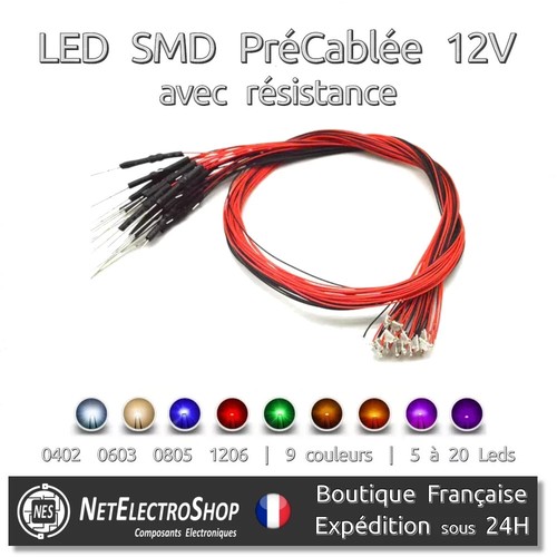 Led cms précablée 12v 0402 - led,