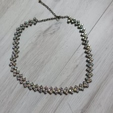 Collier ras de cou vintage  en strass  blanc