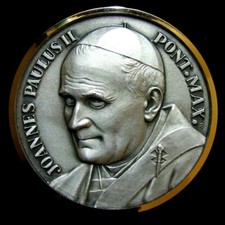 JOANNES PAULUS II PONT. MAX. Silver pl. by J. Blam