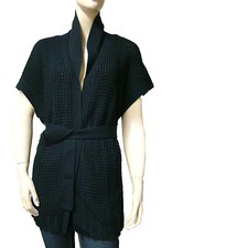 CHIPIE Gilet kimono noir femme laine merinos