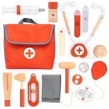 ® Mini Malette Docteur Enfant en Bois – Kit Médecin 14 Pièces avec Stéthoscop...