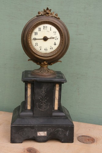 Pendule cuivre marbre noir - cuivre, et