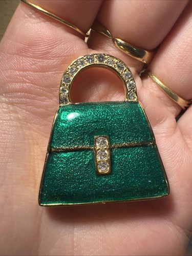 Broche mini sac main verte - sac,