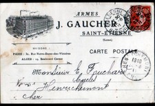 SAINT-ETIENNE (42) USINE d'ARMES J. GAUCHER / Carte d'entreprise en 1911