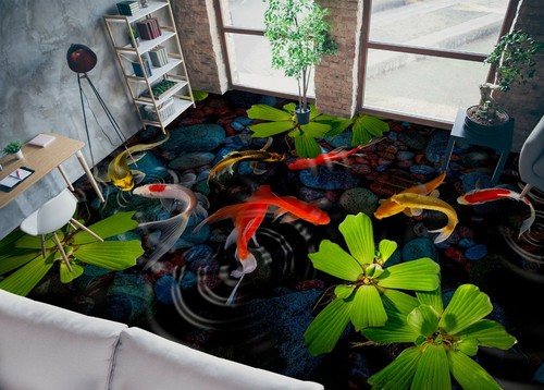 Rivière poisson rouge - rivière, 3d