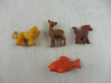 Lot d'anciens rare kinder mous, animaux, cheval, poisson, lion, biche, vintage