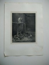 Gravure ancienne Gustave Doré "  Divine comédie "  Dante Gravure originale  19°