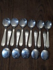  11 cuillères à Glace en Métal Argenté Orfèvre SOH , d'époque Art Déco.