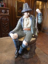 POT A TABAC en céramique barbotine  par BERNARD BLOCH  " LE CHASSEUR  "