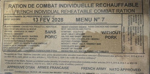 Rations combat armée - rations, de