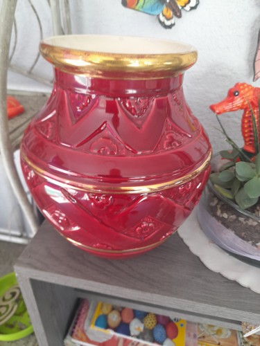 Vase verceram rouge art - vase, déco