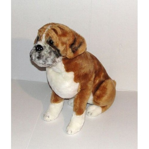 Peluche chien boxer - chien, beige
