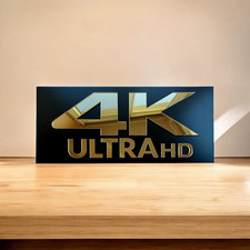 Plaque home cinéma acrylique dorée signe mural 4K Ultra HD pour salle multimé...