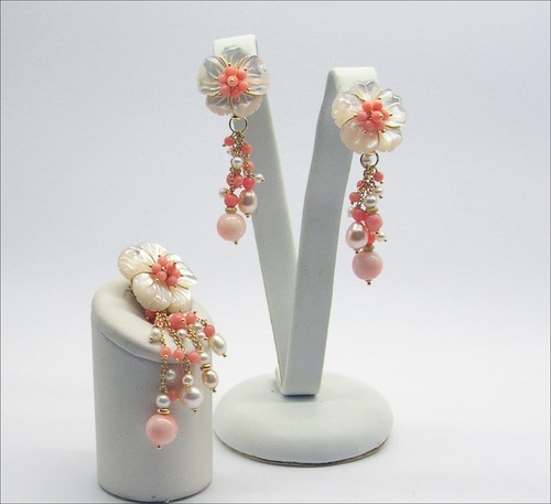 Parure jaune kt fleurs - parure, or
