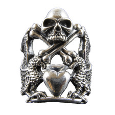 Bague Tête D'Aigle Et Croix