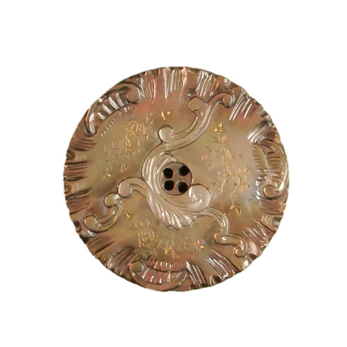 Bouton ancien nacre gravée - -,