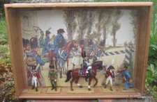 VITRINE 5 SOLDATS  NAPOLEON 1er EMPIRE PLOMB PEINT TYPE ROSE MINIATURE STADDEN