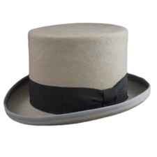 Chapeau haut de forme feutre pure laine Melegari Italie, GRIS CLAIRE 1