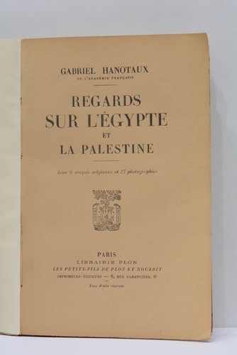 Hanotaux regards sur egypte - sur, l'egypte