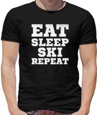Mange Dormir Ski Répéter T-Shirt Homme - Skieur - Ski - Neige - Vacances - Hiver