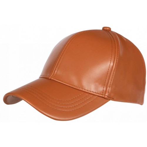 Casquette cuir marron camel - cuir,