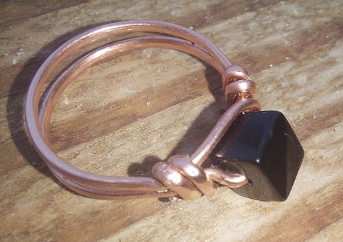 Bague cuivre massif - et, pierre