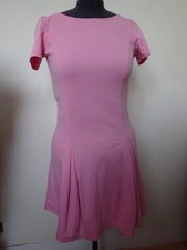 Robe évasée cintrée manches courtes rose dos col en V YFL RESERVED taille M TBE
