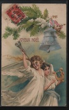CD132 NOËL Xmas CUPIDS ANGELS FEATHER WINGS BELL HORN  Embossed 1908