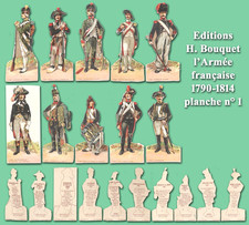 Editions H. Bouquet, l’Armée française 1790-1814 planche n°1, 10 chromos carton