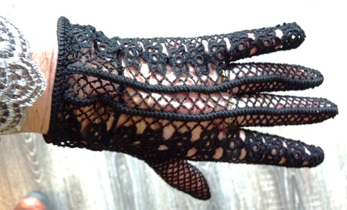 Paire gants anciens noirs - de,