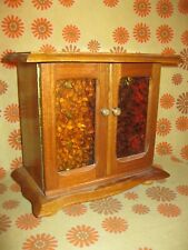Vintage Ancien MEUBLE Ancienne BOÎTE A BIJOUX en BOIS & VERRE Tourniquet Tiroirs