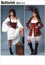 MB 6114 PATRON BUTTERICK 4 CREATIONS COSTUME  PIRATE ROBE CORSET VESTE 34 AU 50