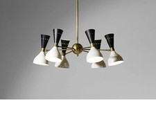 Lustre Moderne À 6 Bras Style Stilnovo Lumière Noir Et Blanc Décor Lumière