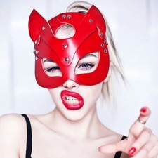 Masque Chat cuir Bdsm fetichisme domination sexy Cosplay Erotique Sexuel Bondage