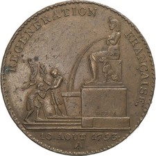 France, 5 Décimes, An 2, Paris, Bronze, TTB+, Gadoury:390