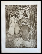 Manuel ROBBE : Menuet d'automne, Lithographie originale signé 1898